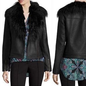 Nicole Miller faux leather faux fur jacket